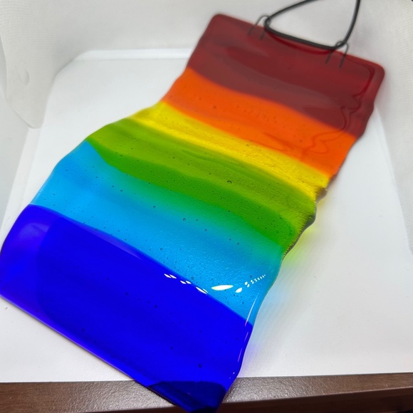 fused glass pride wavy suncatcher - 5x9.5 inches - Picture 6 of 7